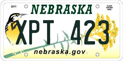 NE license plate XPT423