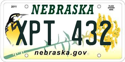 NE license plate XPT432