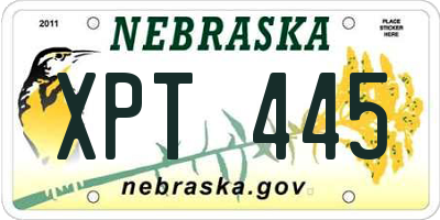 NE license plate XPT445