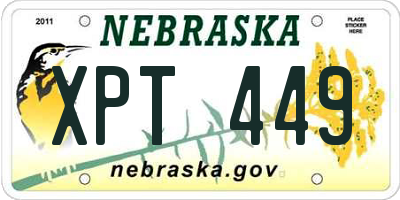 NE license plate XPT449