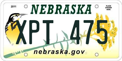 NE license plate XPT475