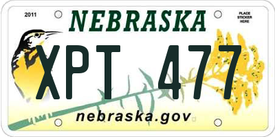 NE license plate XPT477