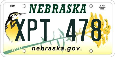 NE license plate XPT478