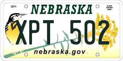 NE license plate XPT502