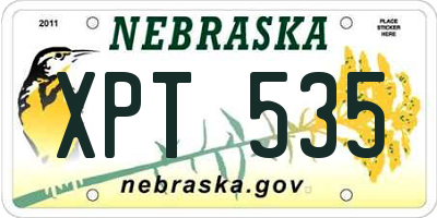 NE license plate XPT535