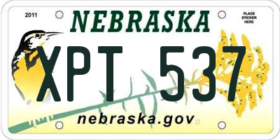 NE license plate XPT537