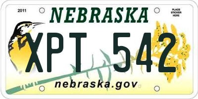 NE license plate XPT542