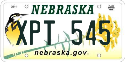 NE license plate XPT545