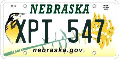 NE license plate XPT547