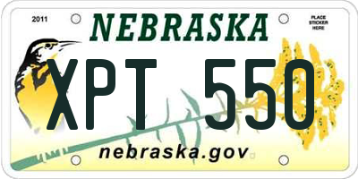 NE license plate XPT550