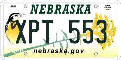 NE license plate XPT553