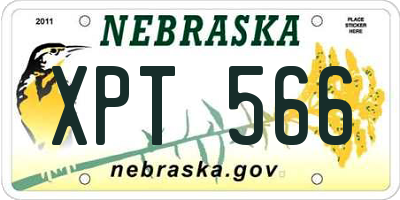 NE license plate XPT566