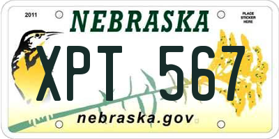 NE license plate XPT567