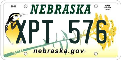 NE license plate XPT576
