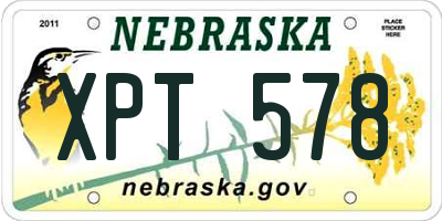 NE license plate XPT578