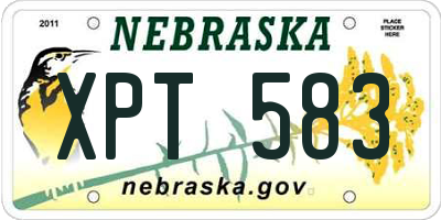 NE license plate XPT583