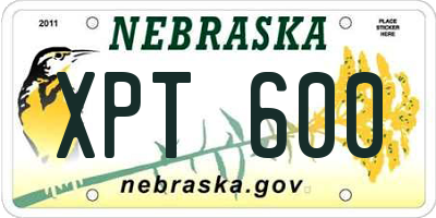 NE license plate XPT600