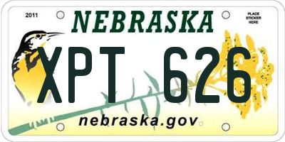 NE license plate XPT626