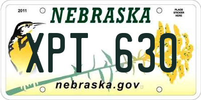 NE license plate XPT630