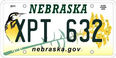 NE license plate XPT632