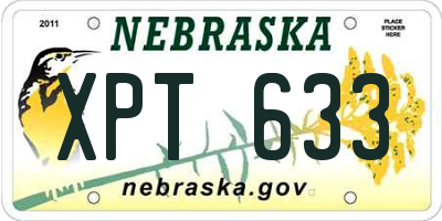 NE license plate XPT633