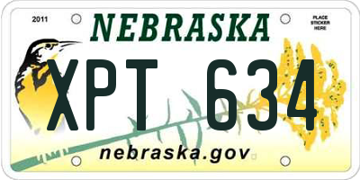 NE license plate XPT634
