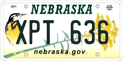 NE license plate XPT636