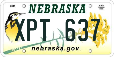 NE license plate XPT637