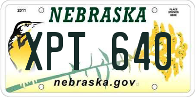 NE license plate XPT640