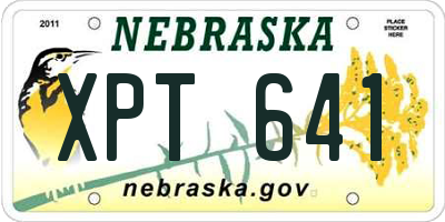 NE license plate XPT641