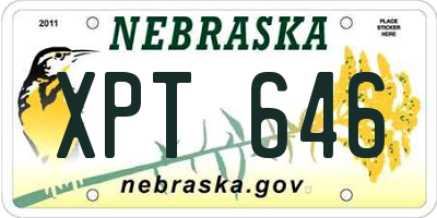 NE license plate XPT646