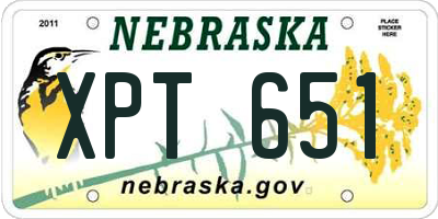 NE license plate XPT651