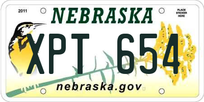 NE license plate XPT654