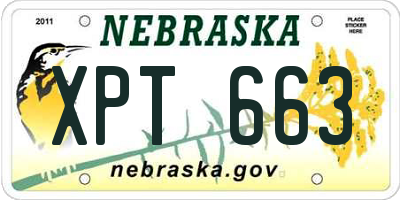 NE license plate XPT663