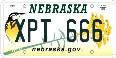 NE license plate XPT666