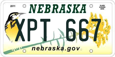 NE license plate XPT667