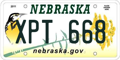 NE license plate XPT668