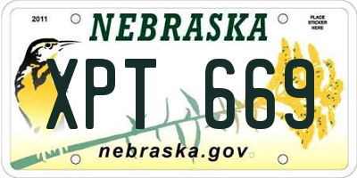 NE license plate XPT669