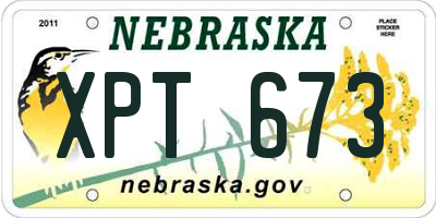 NE license plate XPT673
