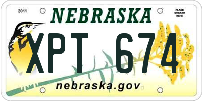 NE license plate XPT674