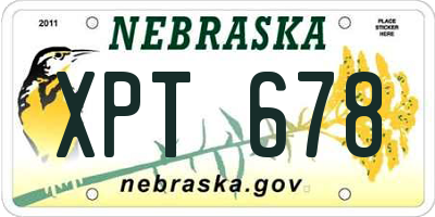 NE license plate XPT678