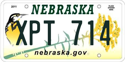 NE license plate XPT714