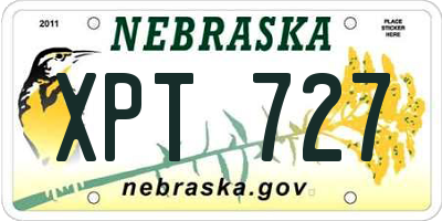 NE license plate XPT727