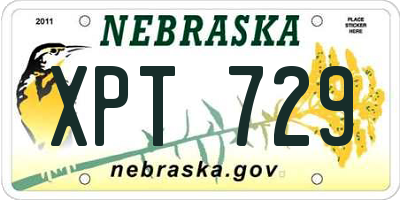 NE license plate XPT729
