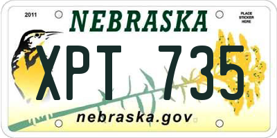 NE license plate XPT735