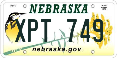 NE license plate XPT749