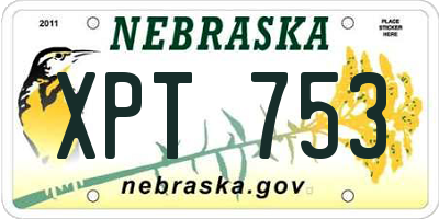 NE license plate XPT753
