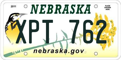NE license plate XPT762