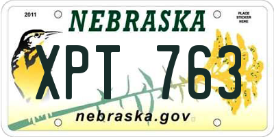 NE license plate XPT763