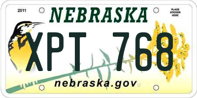 NE license plate XPT768